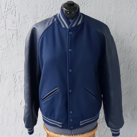 1980's Vintage Hatchers Mfg. Company Men's Leather/Wool Varsity Jacket